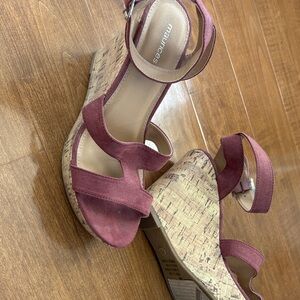 Maurices Burgundy Cork Wedges